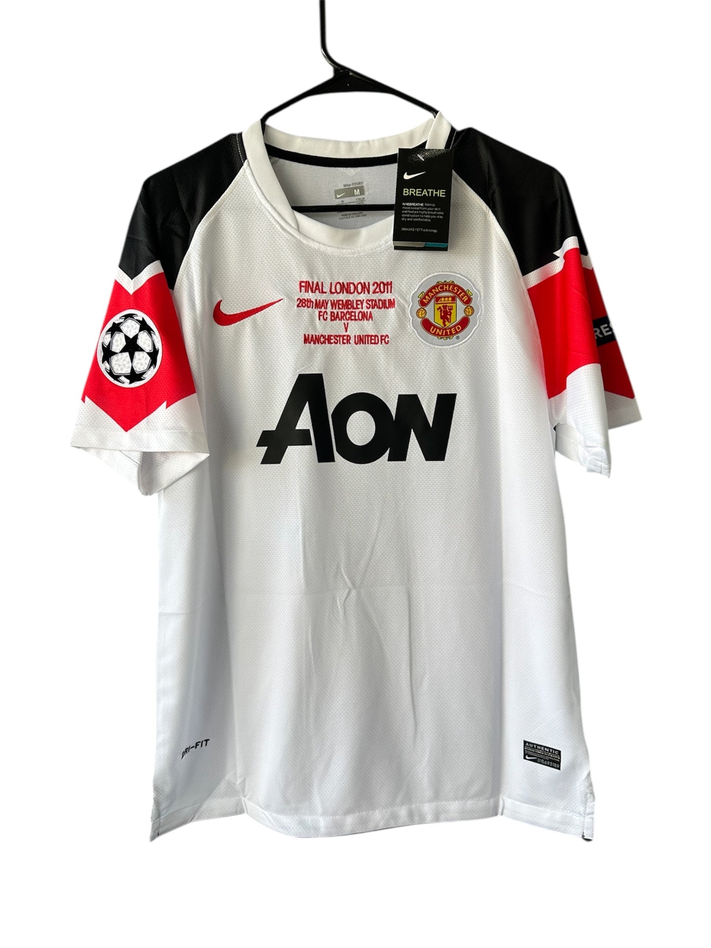 Manchester United 2011 Final UCL Wayne Rooney #10 Soccer Jersey White Men Size
