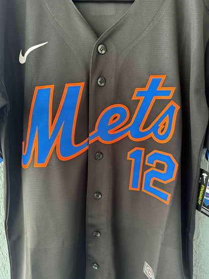 New York Mets Francisco Lindor Baseball Jersey Black Men Size