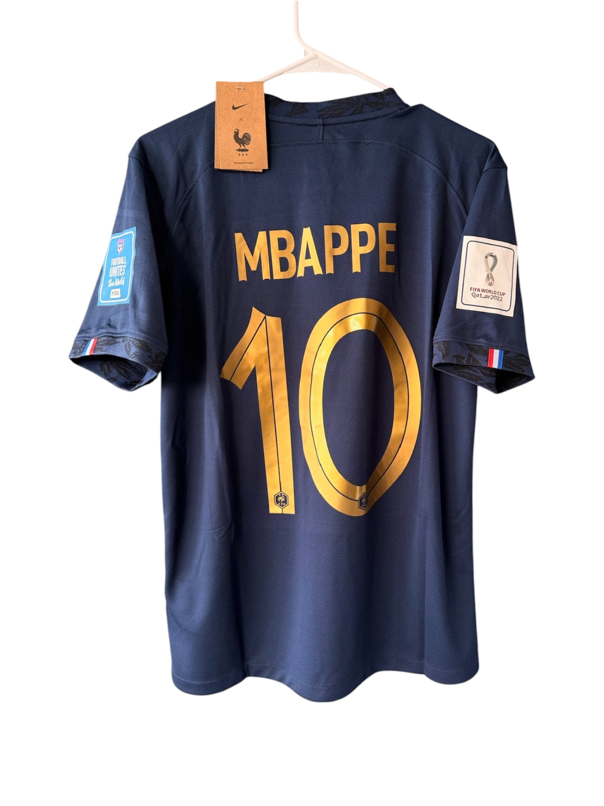 France Mbappe #10 2022 Final Home Blue Soccer Jersey Men