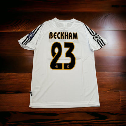 Real Madrid David Beckham #23 2003/04 Home White Retro Soccer Jersey Men Size S Deal