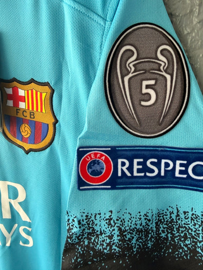 Barcelona Messi #10 2015/16 Away Blue Retro Soccer Jersey Men