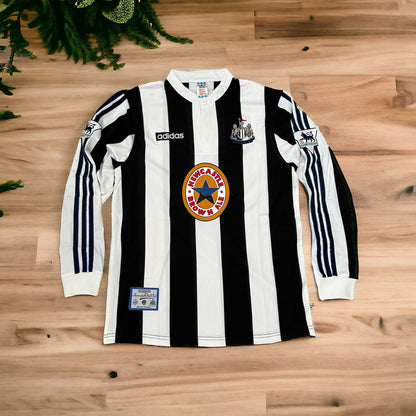 Newcastle Retro Jersey 95/97 Home Black White – Alan Shearer #9 – Long Sleeve – Men’s