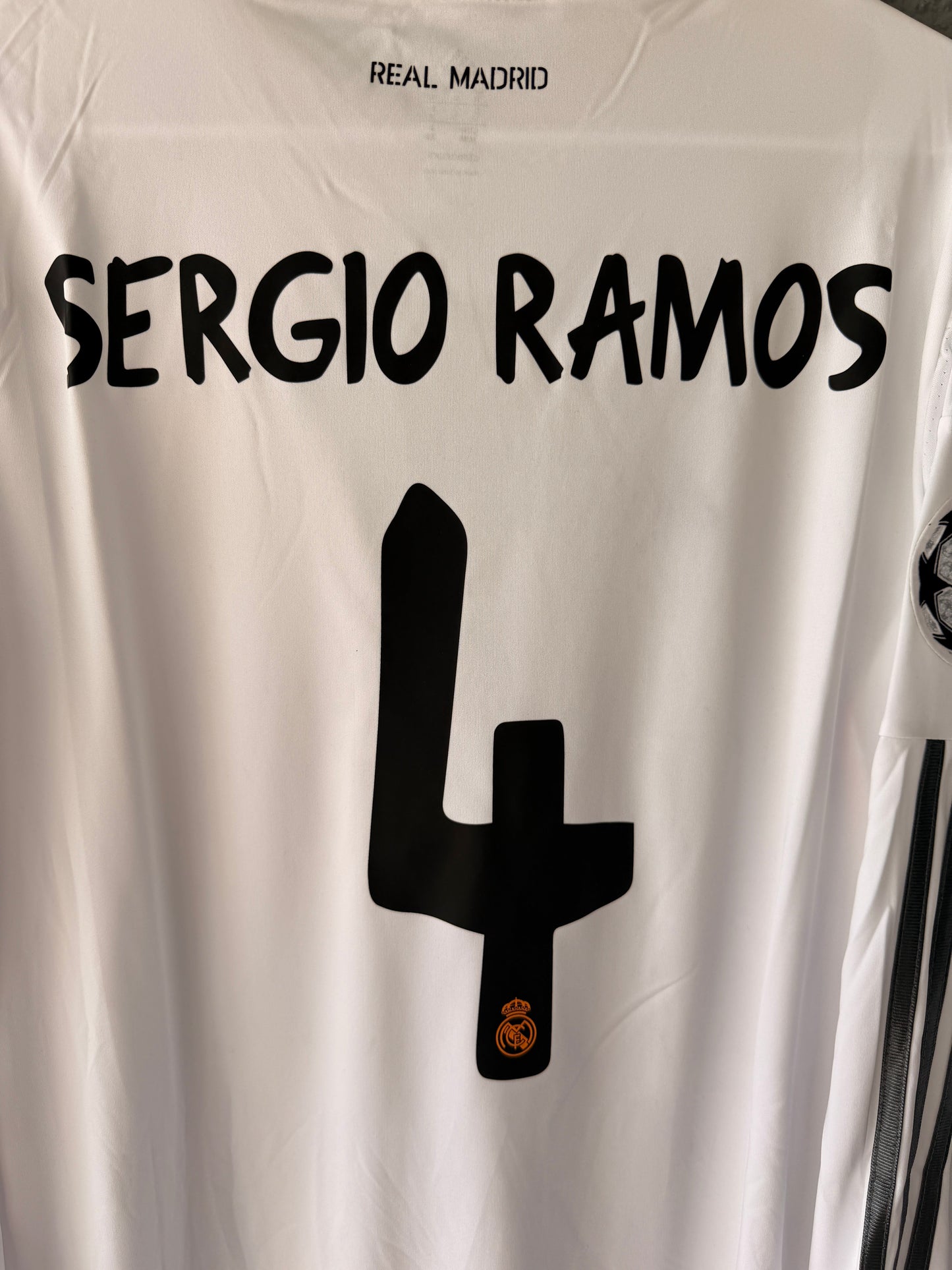 Real Madrid Sergio Ramos #4 Retro Soccer Jersey 2014 Final White Long Sleeves