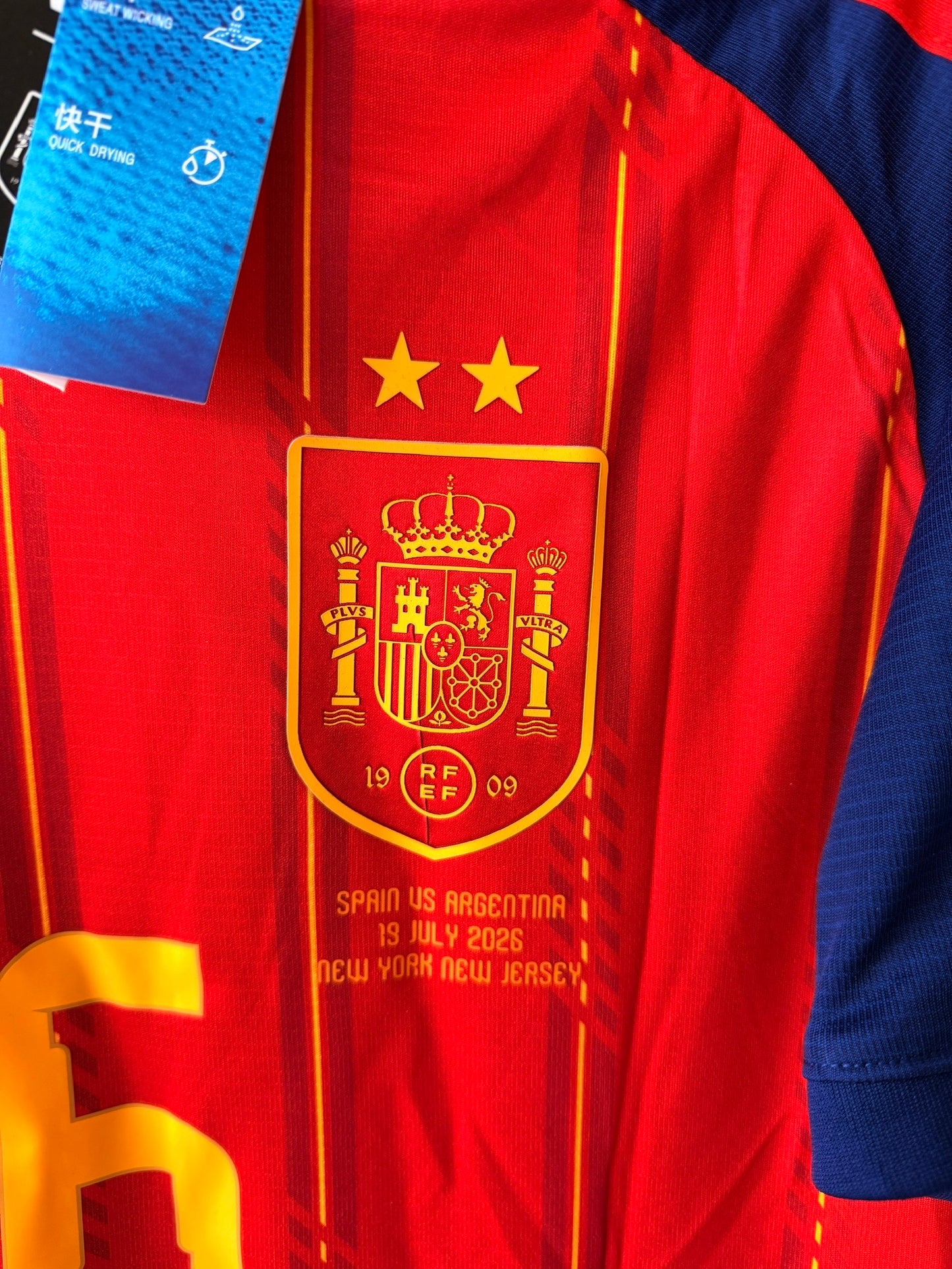 Spain Rodrigo #16 2026 Home Red Soccer Jersey Fan Version Men Size