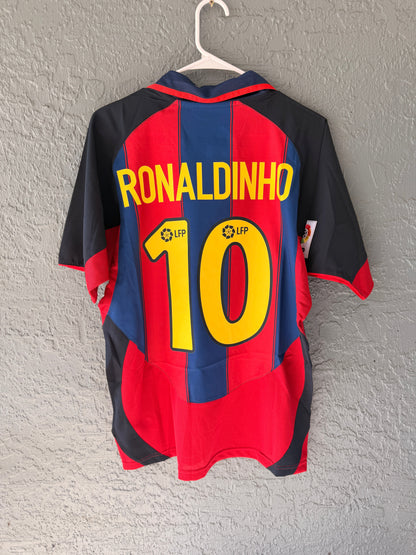 Barcelona Ronaldinho #10 Soccer Jersey Retro Men Size