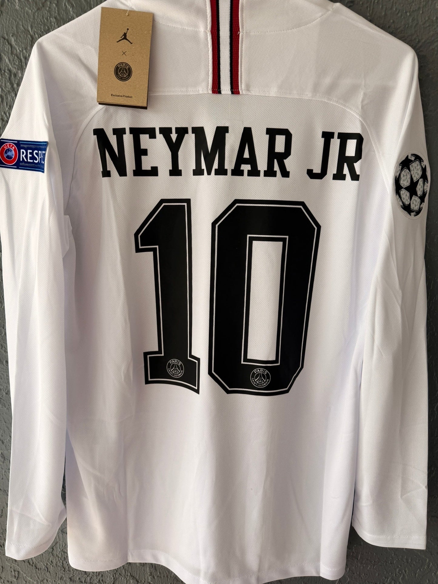 PSG Neymar Jr #10 2018/19 Away White Long Sleeve Soccer Jersey Men