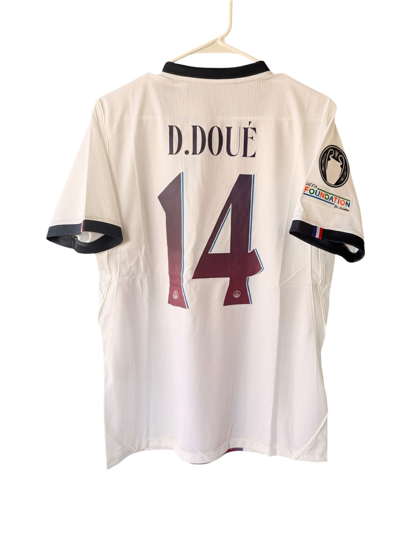 PSG Doue #14 2026/27 Away White Soccer Jersey Champions Men Size