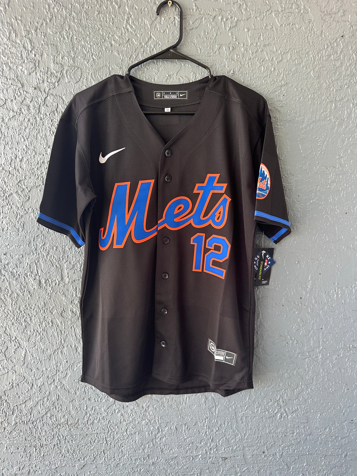 New York Mets Francisco Lindor Baseball Jersey Black Men Size