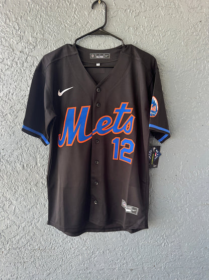 New York Mets Francisco Lindor Baseball Jersey Black Men Size