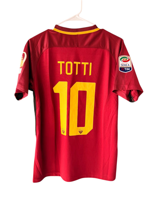 Roma Totti #10 2016/17 Farewell Tribute Home Red Soccer Jersey Men size