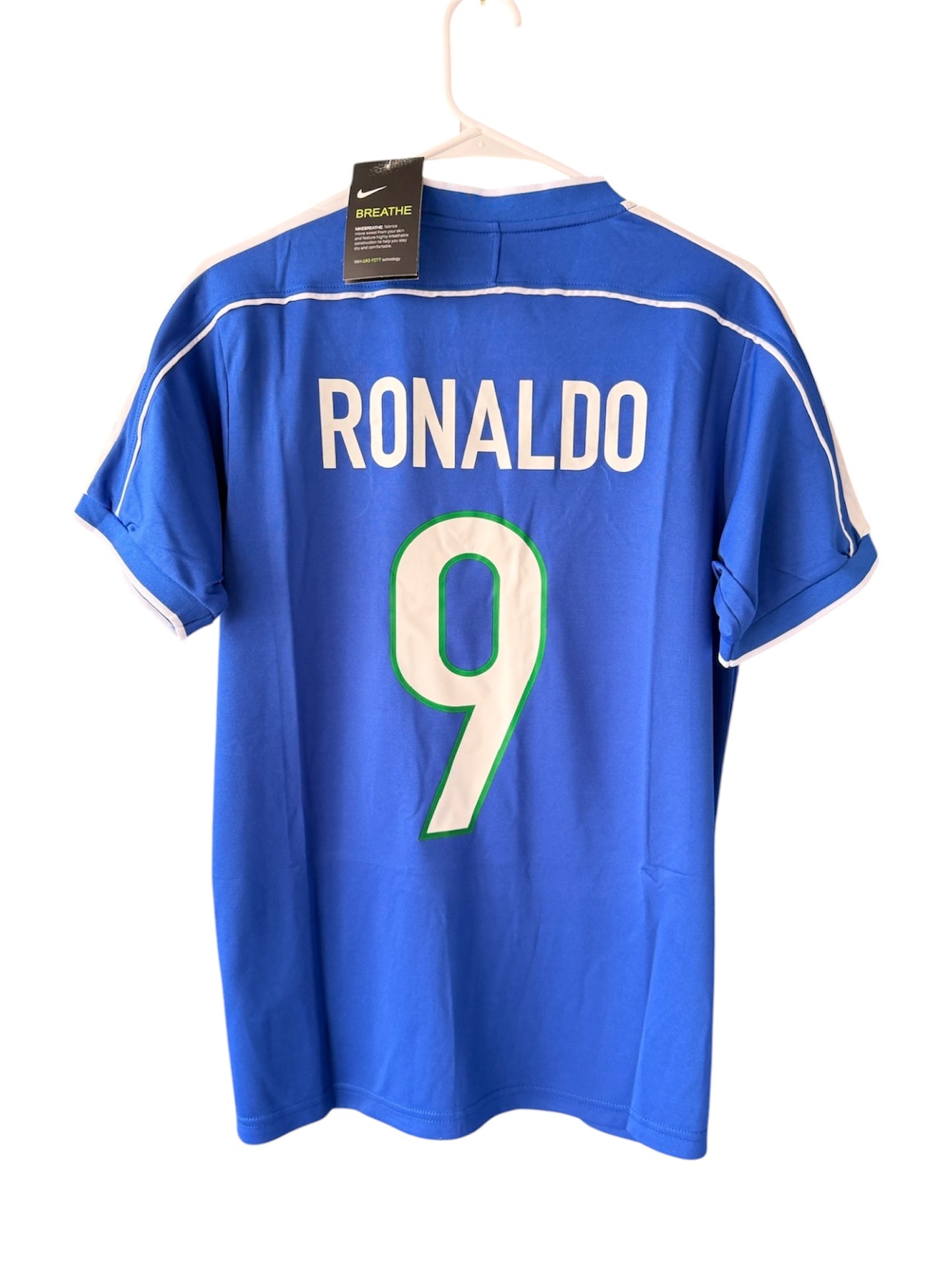 Brazil Ronaldo Nazario #9 1998 Away Blue Retro Soccer Jersey Men