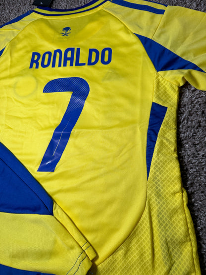 Al Nassr Cristiano Ronaldo #7 Yellow Soccer Jersey Kids Youth Size 18 Deal