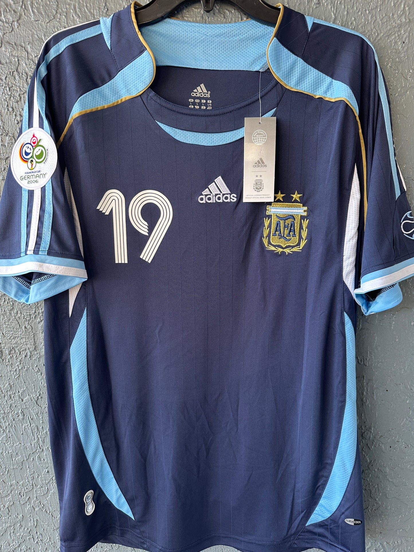 Argentina Lionel Messi #19 2006 World Cup Away Blue Retro Soccer Jersey Men