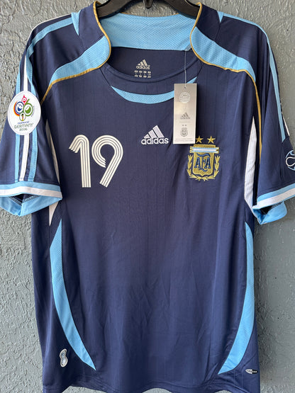 Argentina Lionel Messi #19 2006 World Cup Away Blue Retro Soccer Jersey Men