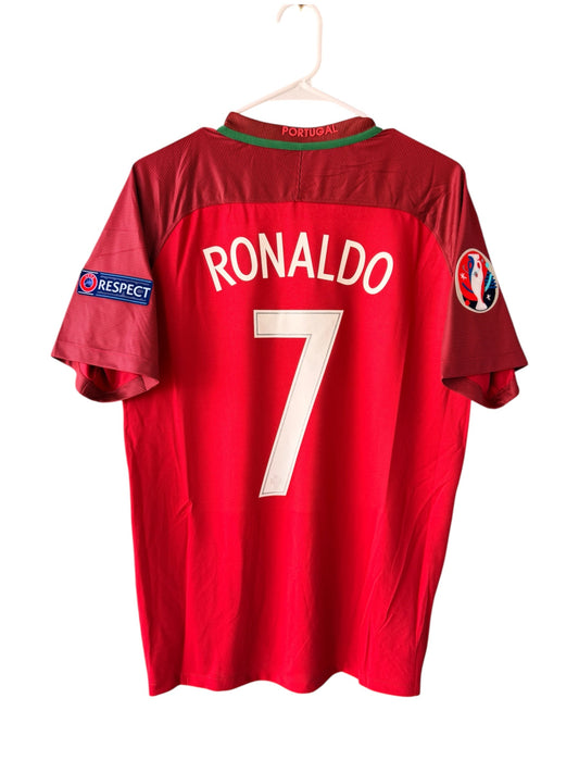 Portugal Cristiano Ronaldo Final 2016 Soccer Jersey Eurocup Home Red Men Size