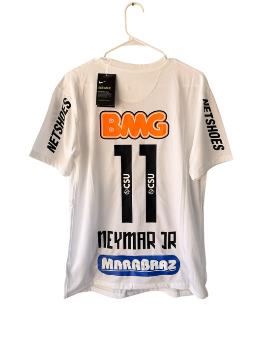 Neymar Jr #11 Santos 11/12 Retro Home White Soccer Jersey True Size Men Shirt