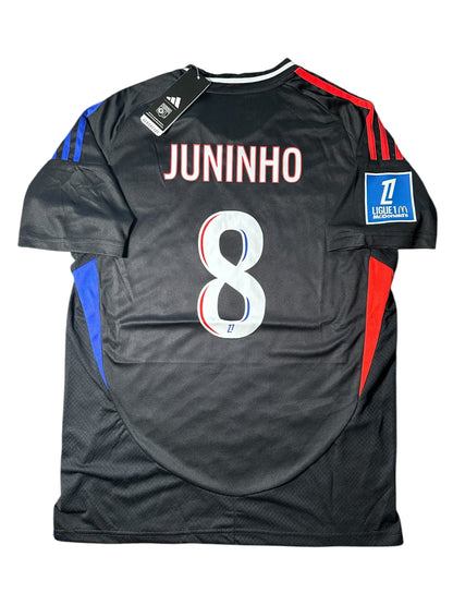 Lyon 2024/25 Juninho #8 Black Away Jersey Men size