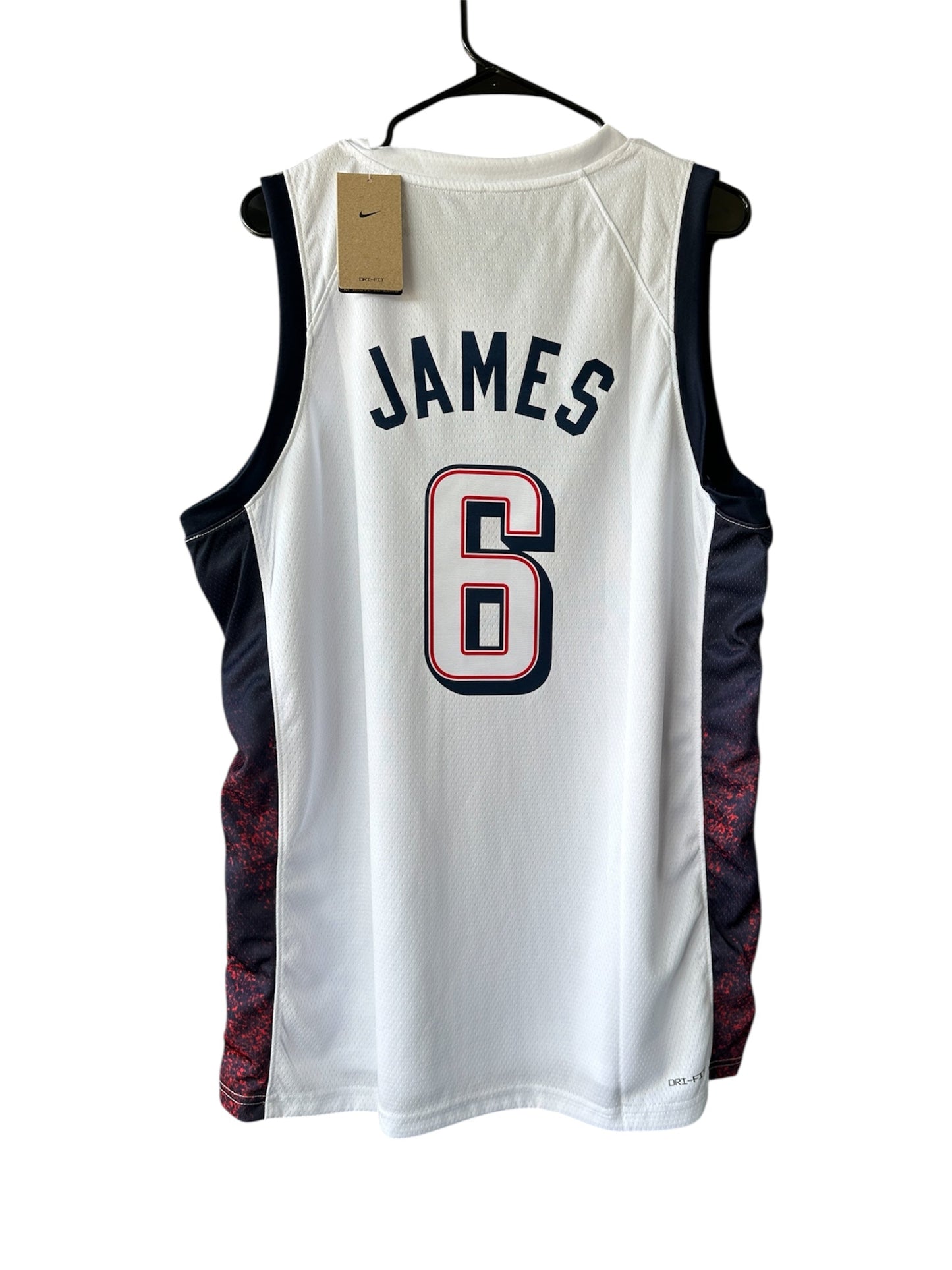 USA LeBron James #6 White Olympic Basketball Jersey Men