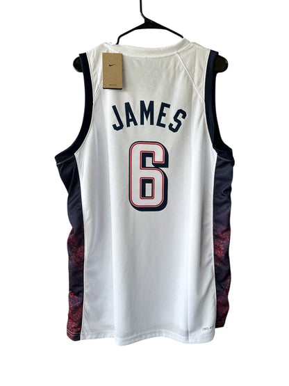 USA LeBron James #6 White Olympic Basketball Jersey Men