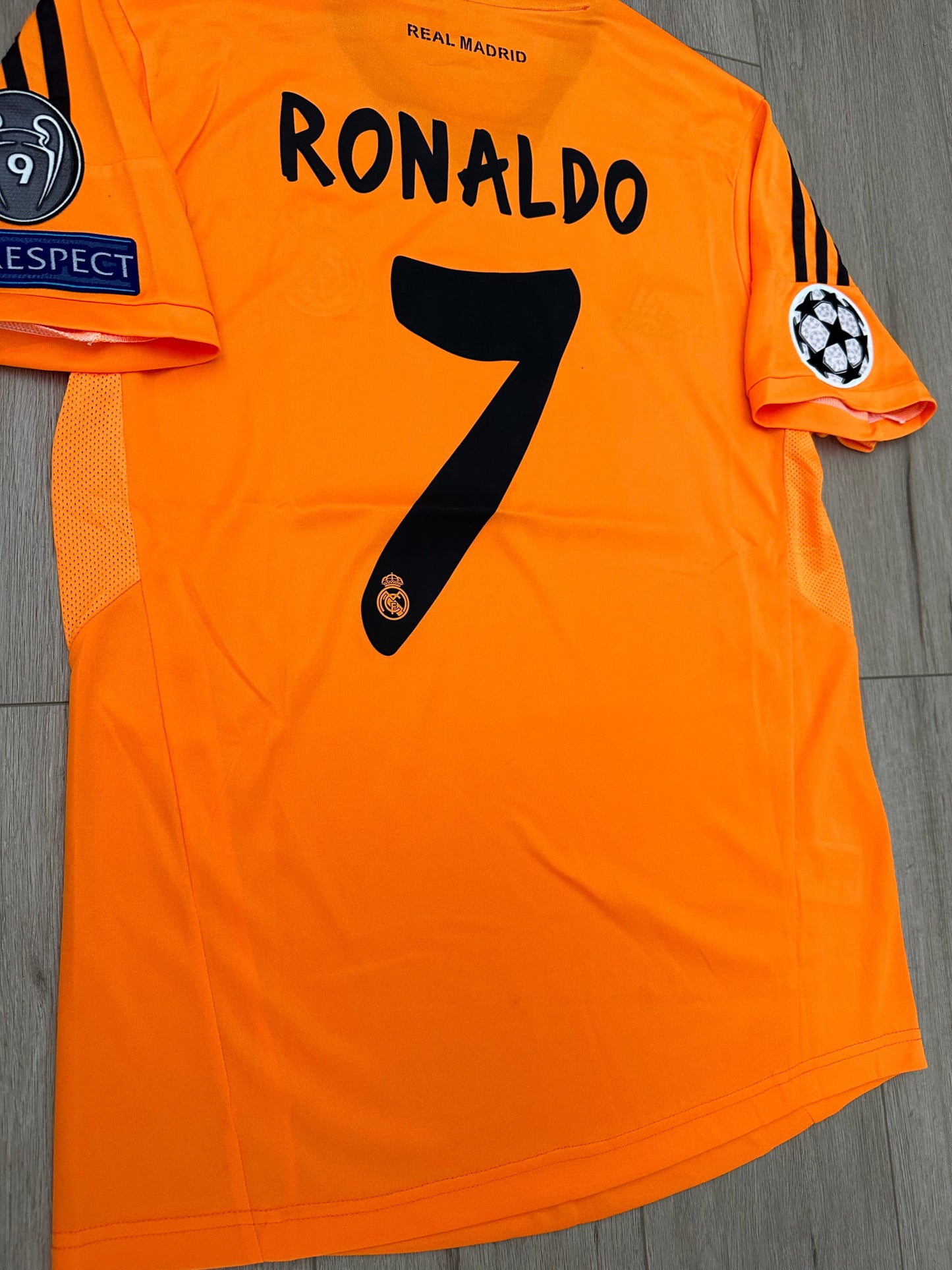 Real Madrid 13/14 Cristiano Ronaldo UCL Retro Orange Third Jersey Men’s Size