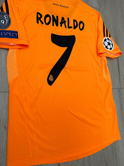 Real Madrid 13/14 Cristiano Ronaldo UCL Retro Orange Third Jersey Men’s Size