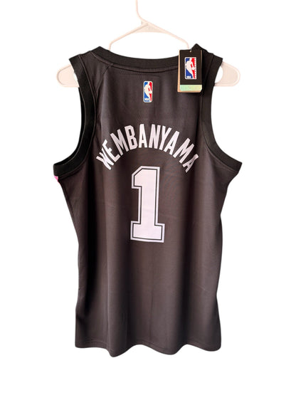 San Antonio Wembanyama #1 City Edition Black Basketball Jersey Men