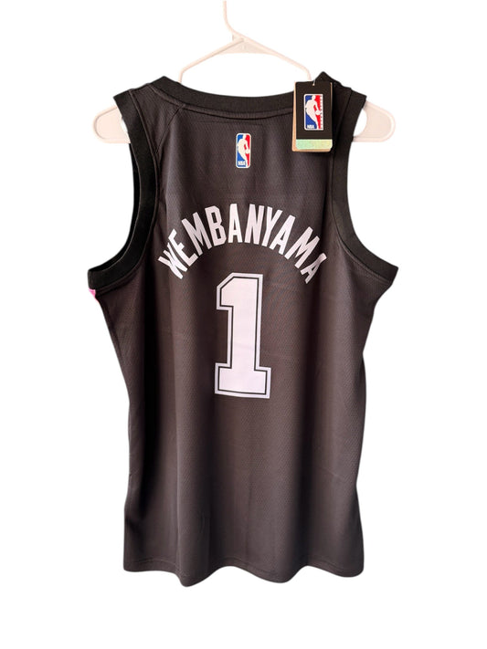San Antonio Wembanyama #1 City Edition Black Basketball Jersey Men