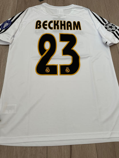 Real Madrid David Beckham #23 2003/04 Home White Retro Soccer Jersey Men Size S Deal