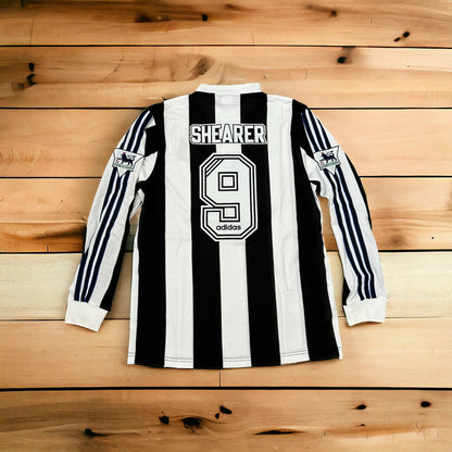 Newcastle Retro Jersey 95/97 Home Black White – Alan Shearer #9 – Long Sleeve – Men’s
