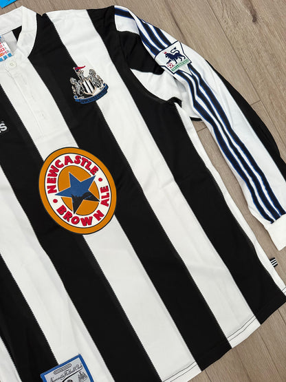 Newcastle Retro Jersey 95/97 Home Black White – Alan Shearer #9 – Long Sleeve – Men’s