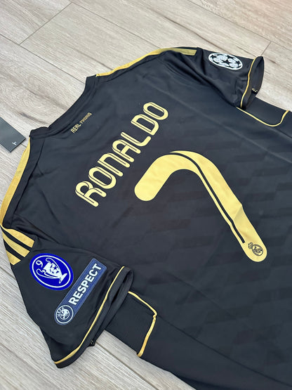Real Madrid Cristiano Ronaldo #7 2011/12 Away Black Gold Soccer Jersey Men