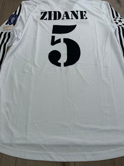 Real Madrid Retro Jersey 2002 UCL Final Home White – Zidane #5 – Long Sleeve