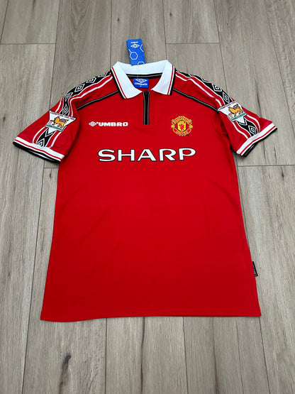 Manchester United 98/99 Retro David Beckham 7 Red Home Football Shirt Men Size