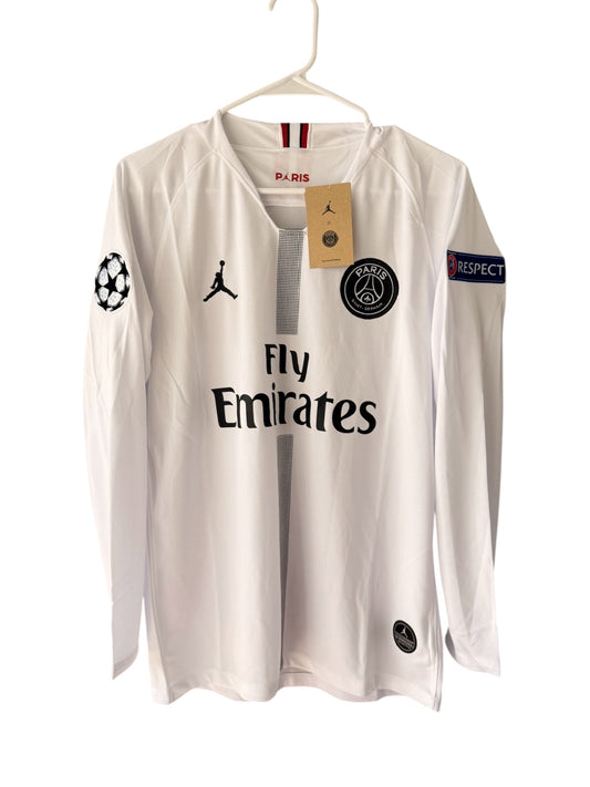 PSG Neymar Jr #10 2018/19 Away White Long Sleeve Soccer Jersey Men