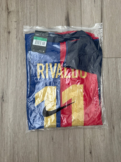 Barcelona Retro Jersey 1999 Home Long Sleeve – Rivaldo #11 – Men’s