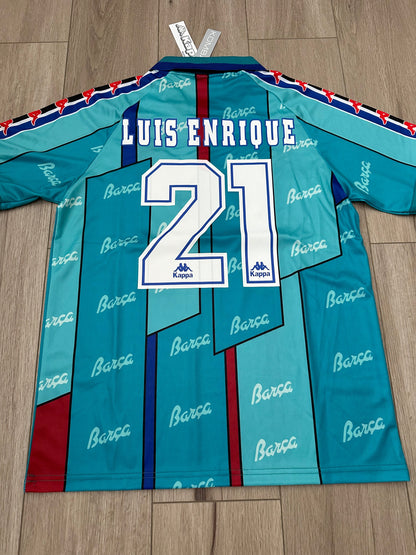 Barcelona 1996/97 Away Retro Soccer Jersey – Luis Enrique #21 – Blue – Men