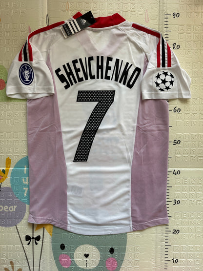 Milan 2003 UCL Final Andriy Shevchenko #7 Away Soccer Jersey White Men Team Size