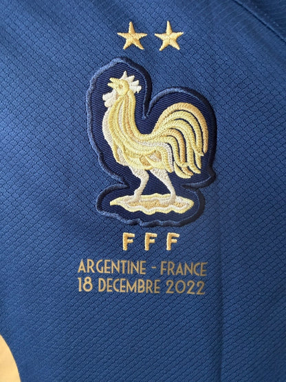 France Mbappe #10 2022 Final Home Blue Soccer Jersey Men