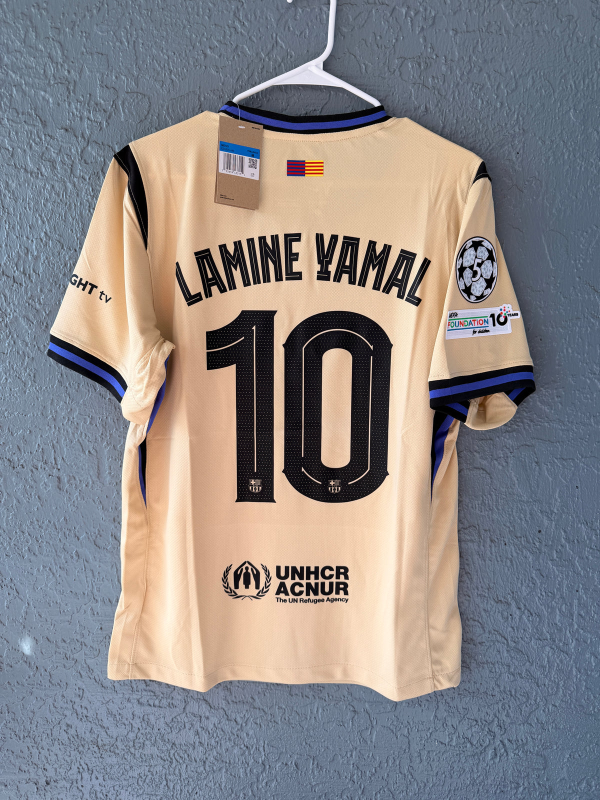 Barcelona Lamine Yamal #10 2025/26 Away Beige Soccer Jersey Men Size M Deal