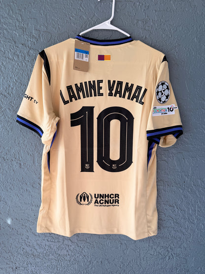 Barcelona Lamine Yamal #10 2025/26 Away Beige Soccer Jersey Men Size M Deal