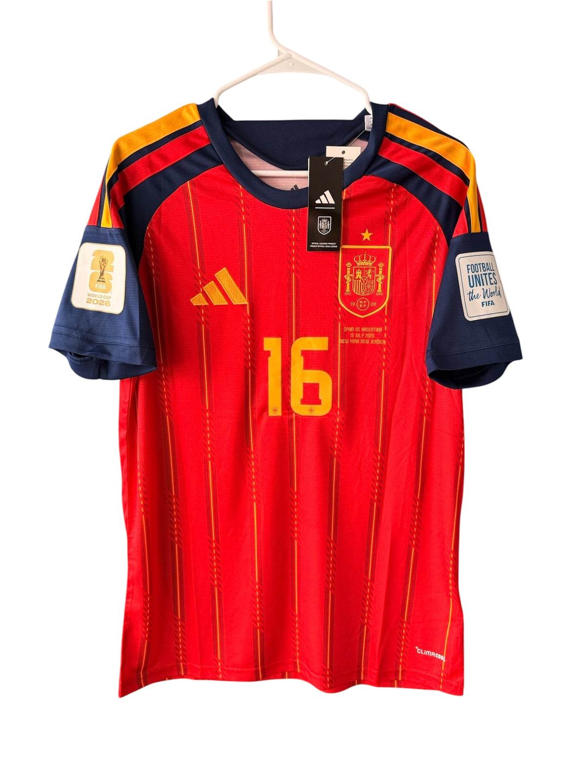 Spain Rodrigo #16 2026 Final Home Red Soccer Jersey Fan Version Men Size
