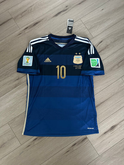 Argentina Lionel Messi #10 2014 Final Home Blue White Retro Soccer Jersey Men