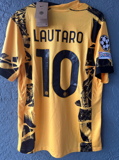 Inter Milan 2025 Champions Final Away Soccer Jersey – Lautaro Martinez – Yellow – Men’s