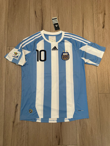Argentina Lionel Messi 2010 Home Blue White Soccer Jersey Men