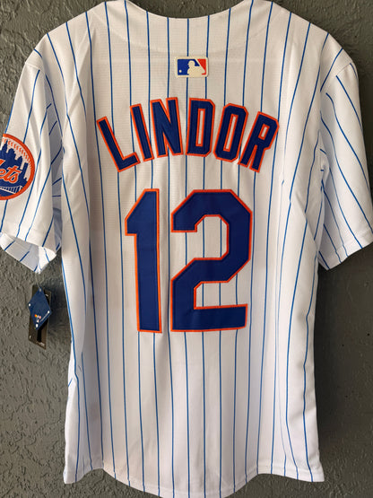 New York Mets Francisco Lindor Baseball Jersey Home White Men Size