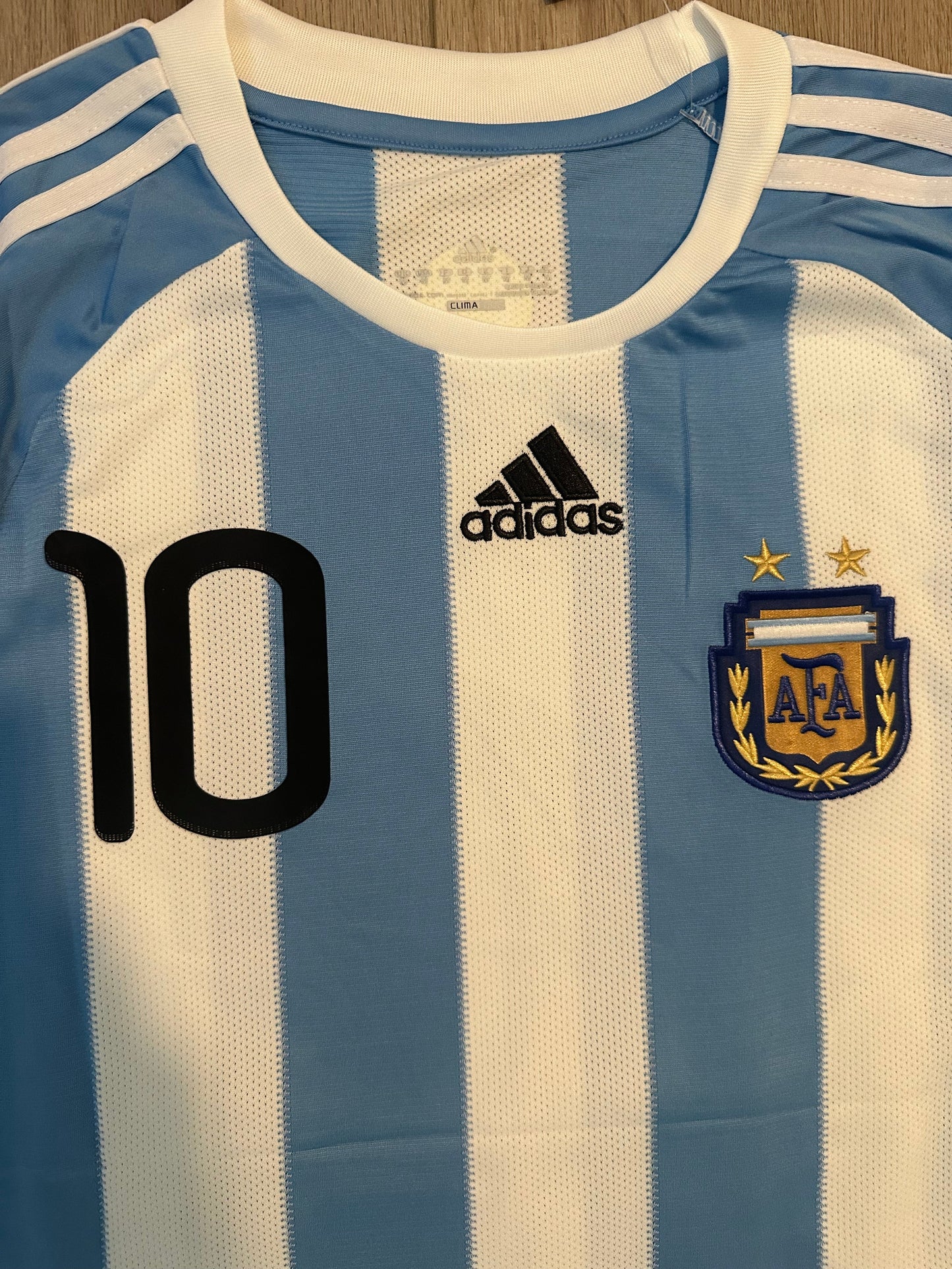 Argentina Lionel Messi 2010 Home Blue White Soccer Jersey Men