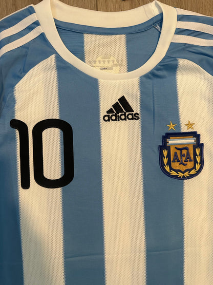Argentina Lionel Messi 2010 Home Blue White Soccer Jersey Men