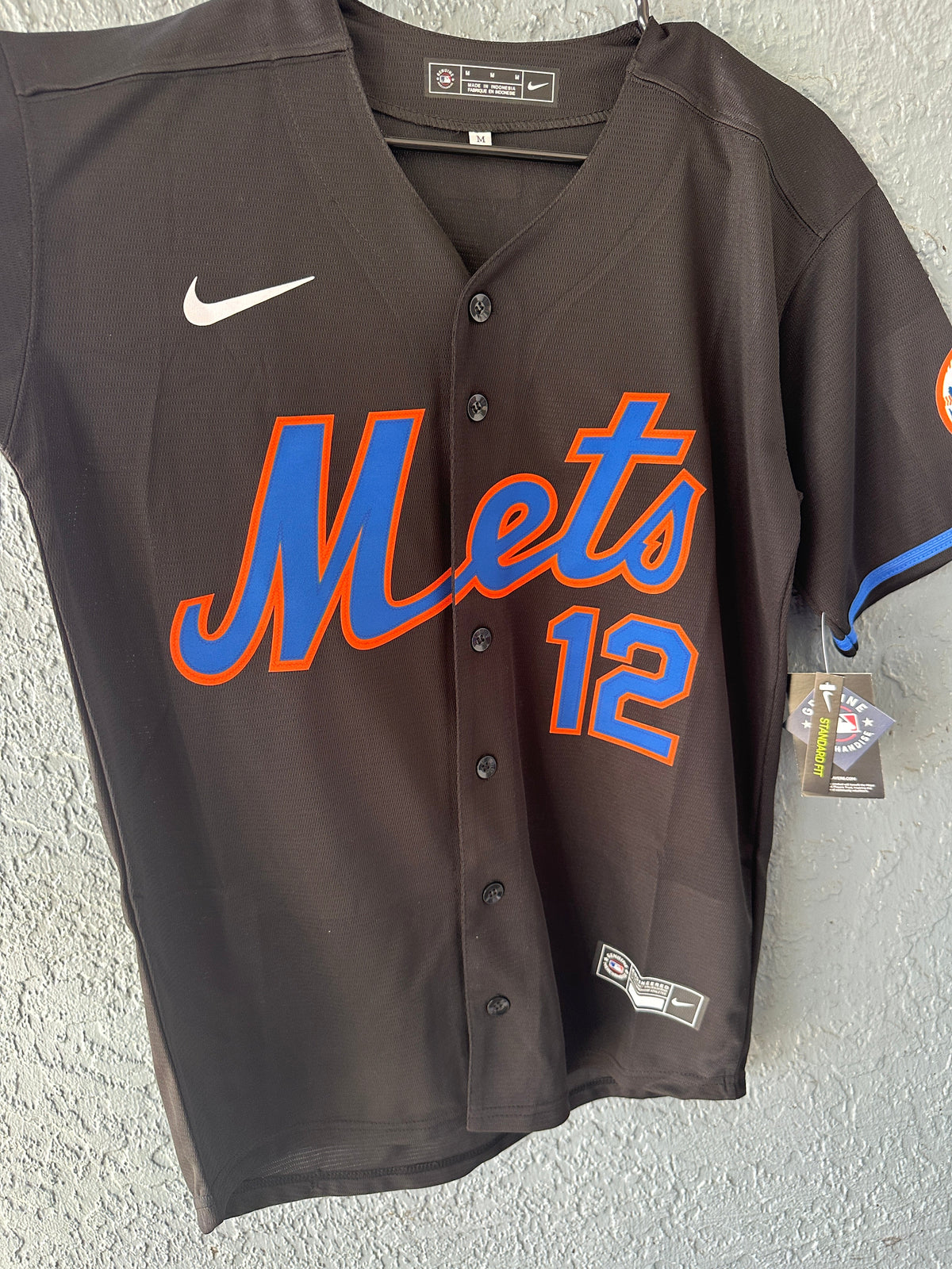 New York Mets Francisco Lindor Baseball Jersey Black Men Size