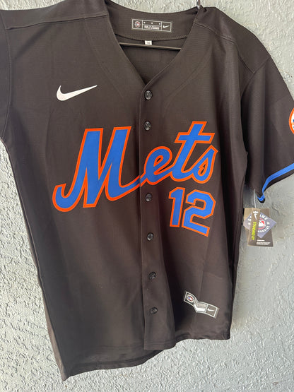 New York Mets Francisco Lindor Baseball Jersey Black Men Size