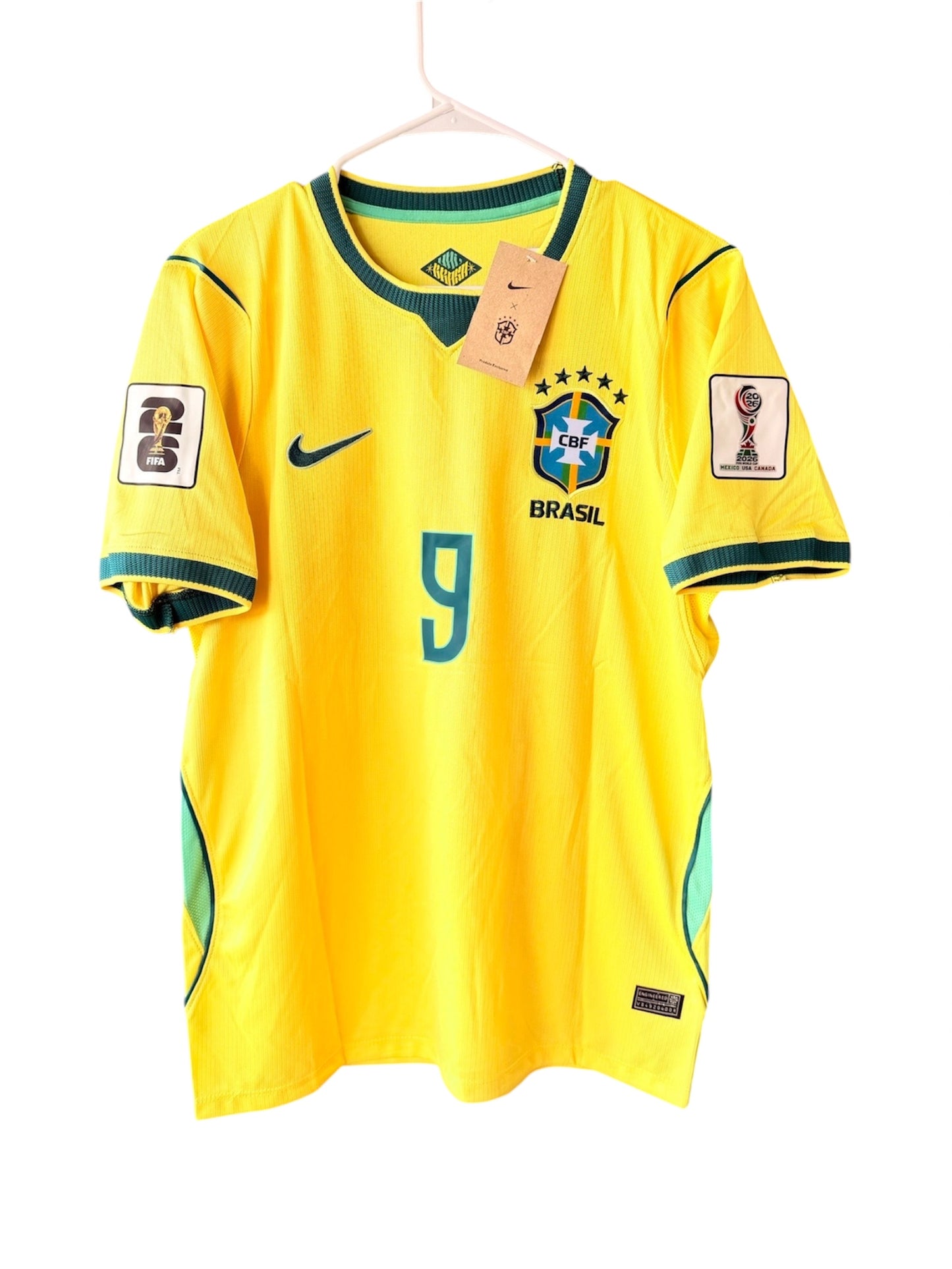 Brazil Endrick #9 2026 Home Yellow Soccer Jersey Men